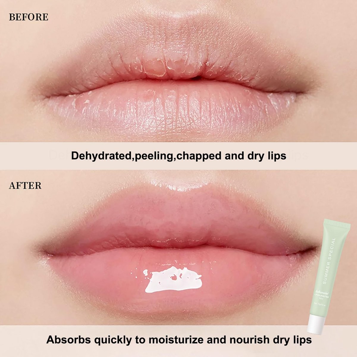 Lakerain 4 PCS Lip Glossy Butter Nourishing Balm Set - Lightweight, Non-Sticky, Long-Lasting Lip Care - görsel 7