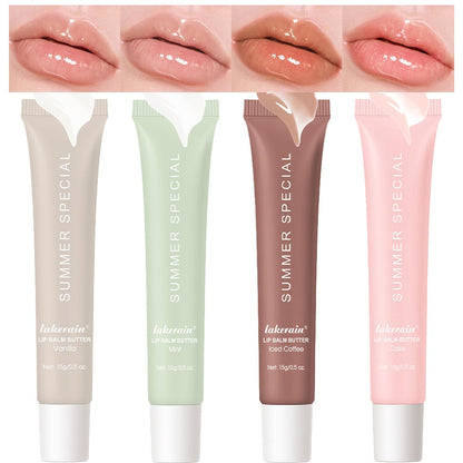 Lakerain 4 PCS Lip Glossy Butter Nourishing Balm Set - Lightweight, Non-Sticky, Long-Lasting Lip Care
