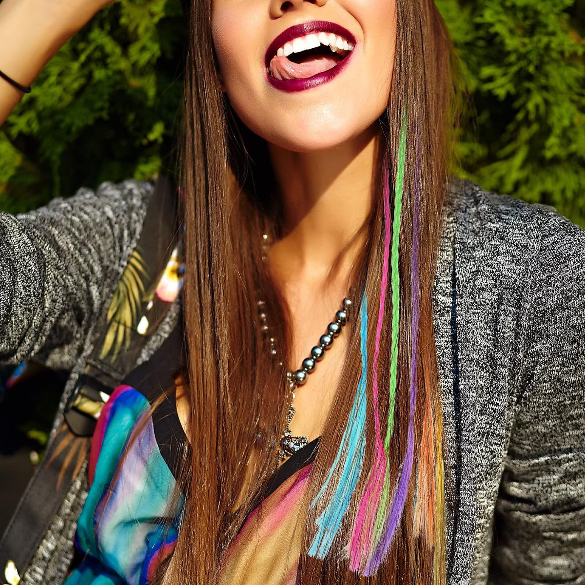 Vin Beauty 36 Pack Colored Hair Extensions for Girls - Clip-In, 33cm Length, 6 Vibrant Colors (Pink, Blue, Purple, Orange, Green, Yellow) - Braid & Straight Styles - görsel 13