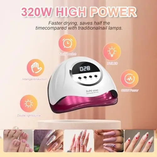BEENLE 320W UV LED Nail Lamp – Professional Nail Dryer with 72 Beads, 4 Timers, Auto Sensor & LCD Display Avelisse