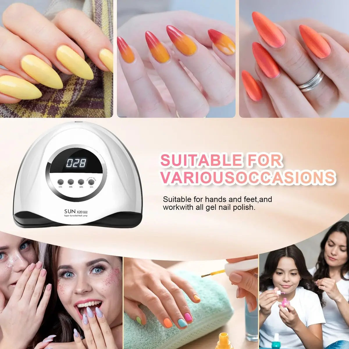 BEENLE 320W UV LED Nail Lamp – Professional Nail Dryer with 72 Beads, 4 Timers, Auto Sensor & LCD Display Avelisse