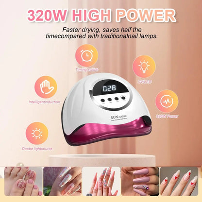 BEENLE 320W UV LED Nail Lamp – Professional Nail Dryer with 72 Beads, 4 Timers, Auto Sensor & LCD Display Avelisse