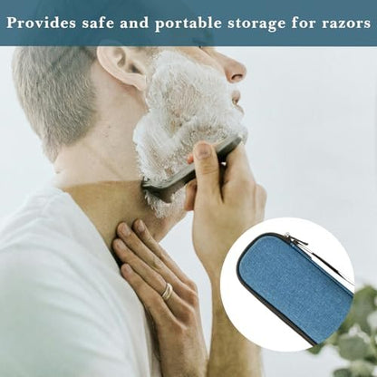 Linkidea EVA Hard Shell Safety Razor Travel Case – Navy Blue, Compatible with Gillette Fusion 5 & Mach 3