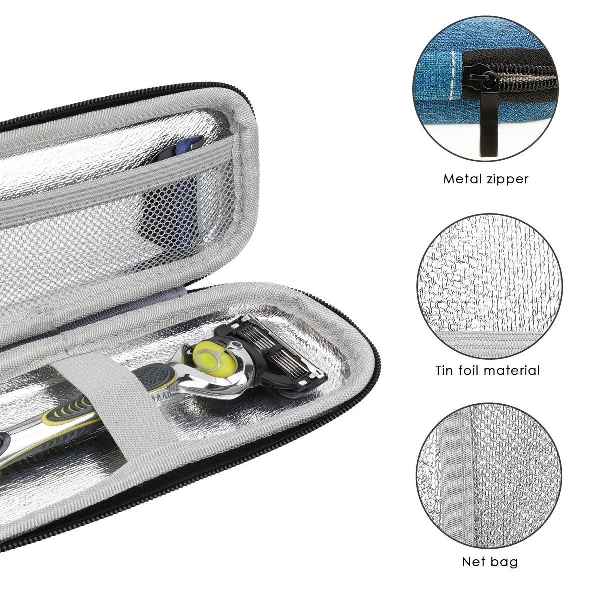 Linkidea EVA Hard Shell Safety Razor Travel Case – Navy Blue, Compatible with Gillette Fusion 5 & Mach 3 - görsel 10