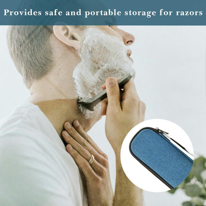 Linkidea EVA Hard Shell Safety Razor Travel Case – Navy Blue, Compatible with Gillette Fusion 5 & Mach 3
