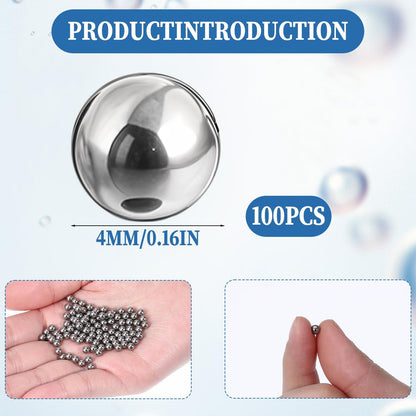 ZEYIYER 100 PCS 4mm Stainless Steel Paint Mixing Balls – Metal Ball Bearings for Model Paint & Nail Polish Agitator