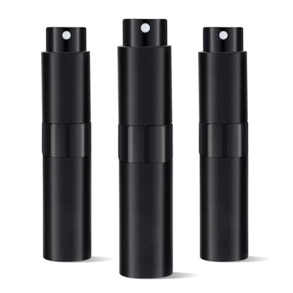 Putmhim 3Pcs 8ml Cologne Travel Bottle, Refillable Perfume Atomizer, Mini Perfume Dispenser (Black)