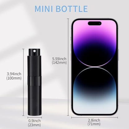 Putmhim 3Pcs 8ml Cologne Travel Bottle, Refillable Perfume Atomizer, Mini Perfume Dispenser (Black)