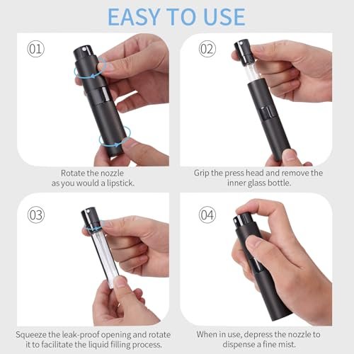 Putmhim 3Pcs 8ml Cologne Travel Bottle, Refillable Perfume Atomizer, Mini Perfume Dispenser (Black) - görsel 10