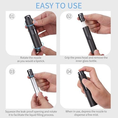 Putmhim 3Pcs 8ml Cologne Travel Bottle, Refillable Perfume Atomizer, Mini Perfume Dispenser (Black)