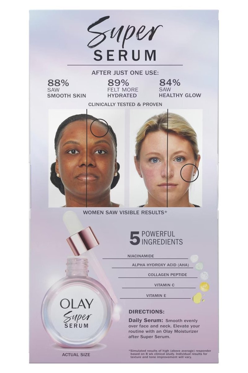 Olay Super Serum Twin Pack - 2 x 1 fl. oz. Anti-Aging Face Serum for Radiant Skin Avelisse