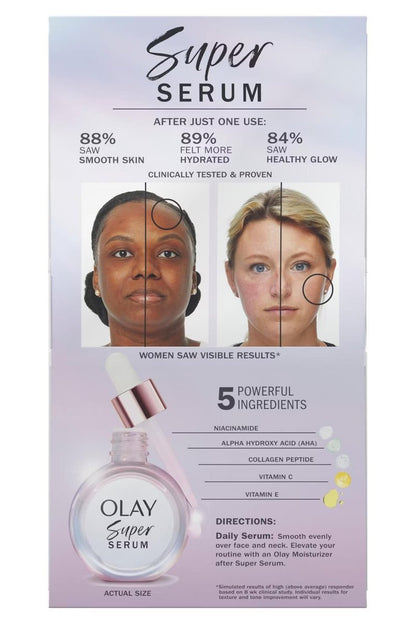 Olay Super Serum Twin Pack - 2 x 1 fl. oz. Anti-Aging Face Serum for Radiant Skin Avelisse