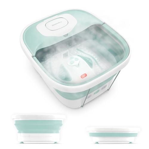 HoMedics Smart Space Elite Collapsible Footbath with Heat Boost, Bubble Massage & 3 Pedicure Attachments - Teal Avelisse