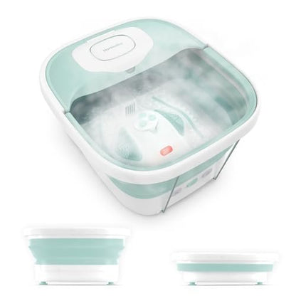 HoMedics Smart Space Elite Collapsible Footbath with Heat Boost, Bubble Massage & 3 Pedicure Attachments - Teal Avelisse