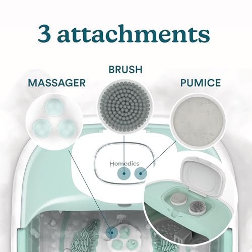 HoMedics Smart Space Elite Collapsible Footbath with Heat Boost, Bubble Massage & 3 Pedicure Attachments - Teal Avelisse