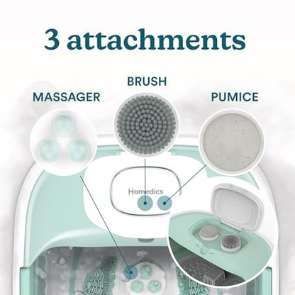 HoMedics Smart Space Elite Collapsible Footbath with Heat Boost, Bubble Massage & 3 Pedicure Attachments - Teal Avelisse