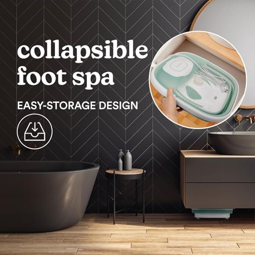 HoMedics Smart Space Elite Collapsible Footbath with Heat Boost, Bubble Massage & 3 Pedicure Attachments - Teal Avelisse