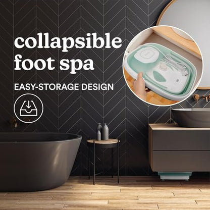 HoMedics Smart Space Elite Collapsible Footbath with Heat Boost, Bubble Massage & 3 Pedicure Attachments - Teal Avelisse