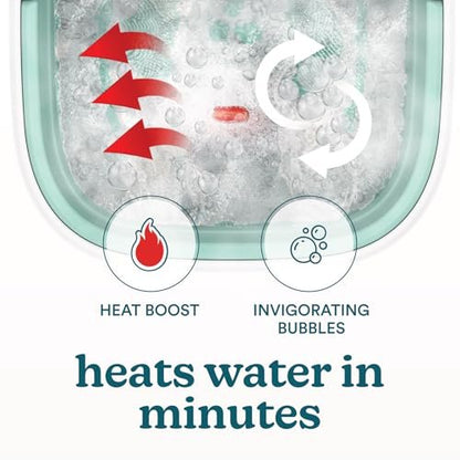 HoMedics Smart Space Elite Collapsible Footbath with Heat Boost, Bubble Massage & 3 Pedicure Attachments - Teal Avelisse