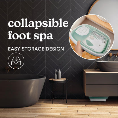 HoMedics Smart Space Elite Collapsible Footbath with Heat Boost, Bubble Massage & 3 Pedicure Attachments - Teal Avelisse