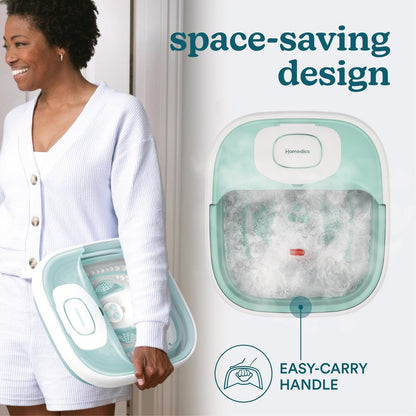 HoMedics Smart Space Elite Collapsible Footbath with Heat Boost, Bubble Massage & 3 Pedicure Attachments - Teal Avelisse