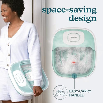 HoMedics Smart Space Elite Collapsible Footbath with Heat Boost, Bubble Massage & 3 Pedicure Attachments - Teal Avelisse