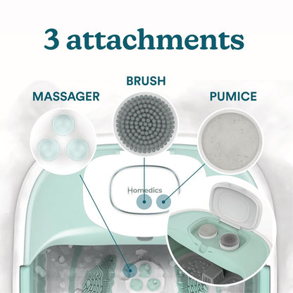 HoMedics Smart Space Elite Collapsible Footbath with Heat Boost, Bubble Massage & 3 Pedicure Attachments - Teal Avelisse