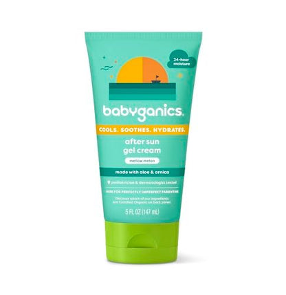 Babyganics After Sun Gel Cream, Mellow Melon, 5 oz - Soothing Moisturizer for Sun-Exposed Skin
