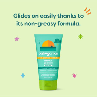 Babyganics After Sun Gel Cream, Mellow Melon, 5 oz - Soothing Moisturizer for Sun-Exposed Skin