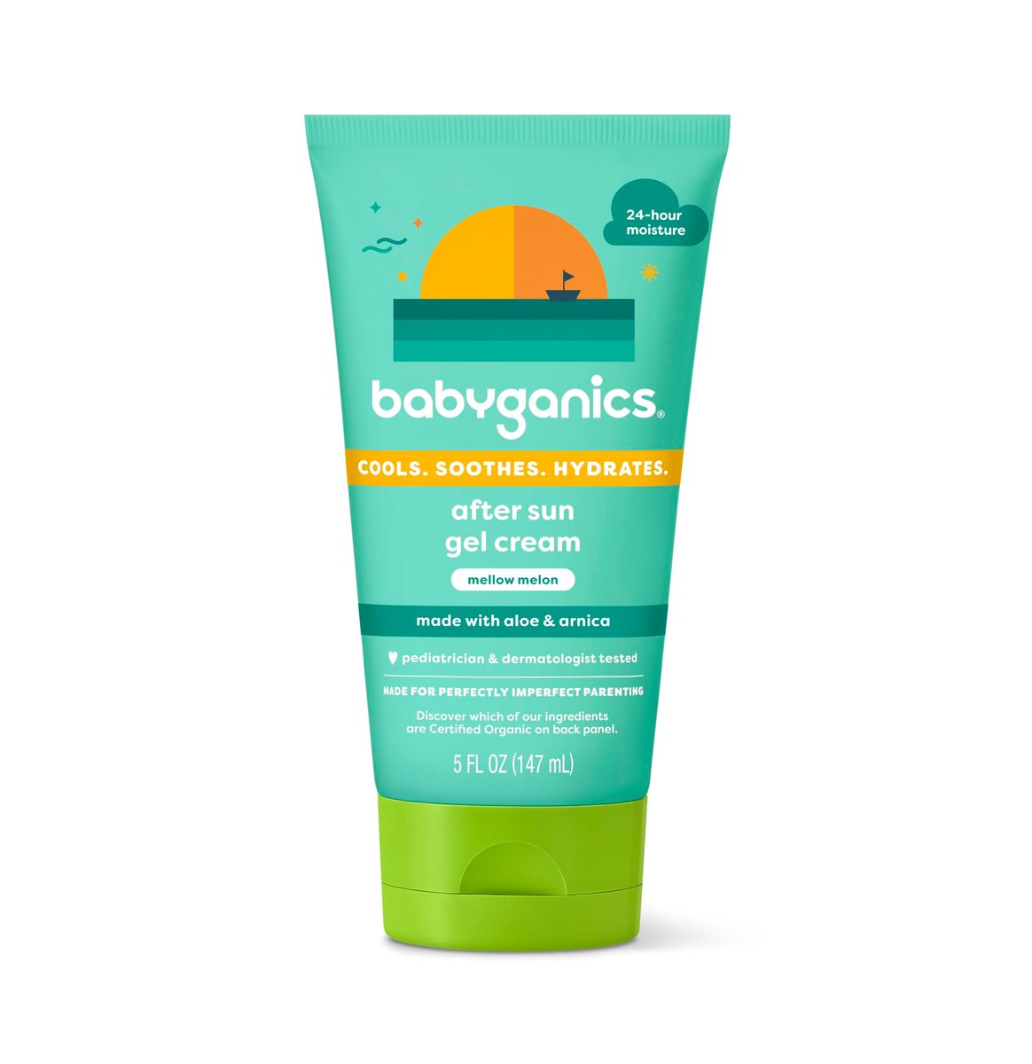 Babyganics After Sun Gel Cream, Mellow Melon, 5 oz - Soothing Moisturizer for Sun-Exposed Skin - görsel 1