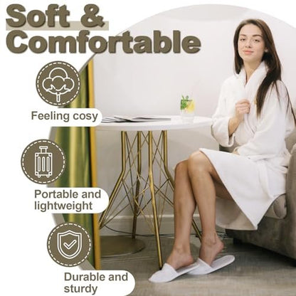 CarryEpic Disposable Slippers for Guest - 6 Pairs White Spa Hotel House Slippers for Shoeless Home Bulk Indoor Slippers for Women & Men