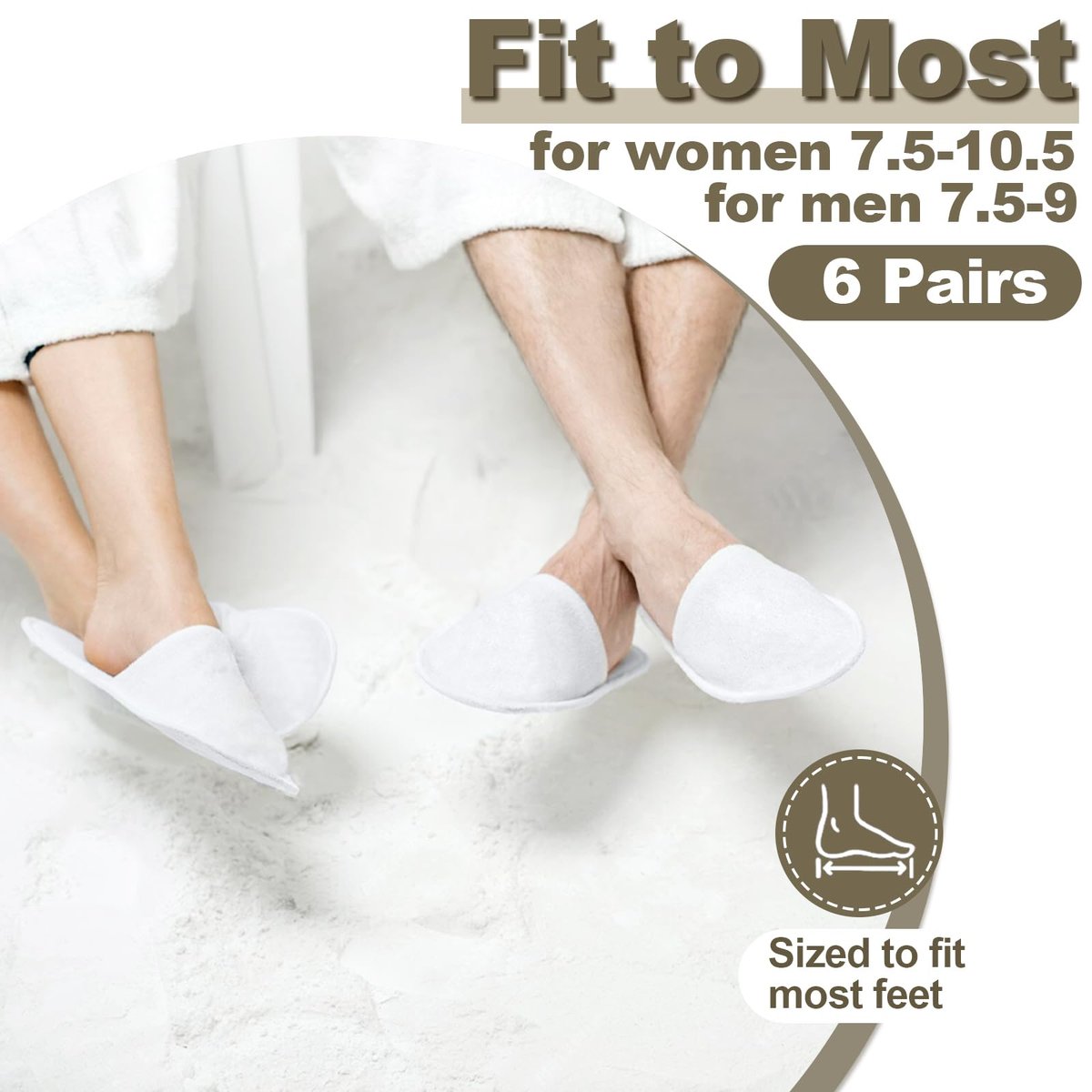 CarryEpic Disposable Slippers for Guest - 6 Pairs White Spa Hotel House Slippers for Shoeless Home Bulk Indoor Slippers for Women & Men - görsel 11