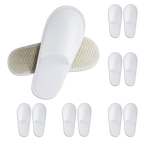 CarryEpic Disposable Slippers for Guest - 6 Pairs White Spa Hotel House Slippers for Shoeless Home Bulk Indoor Slippers for Women & Men - görsel 2