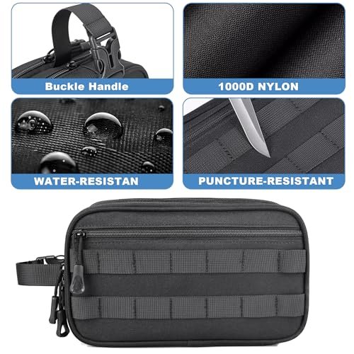 HILOMON Men's Toiletry Bag - Tactical Inspired Hygiene Shaving Bath Shower Grooming Toiletries Bag for Men, Water-Resistant Travel Dop Kit (Black, 10.3"x6.1"x4.3") - görsel 8