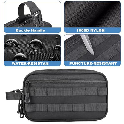 HILOMON Men's Toiletry Bag - Tactical Inspired Hygiene Shaving Bath Shower Grooming Toiletries Bag for Men, Water-Resistant Travel Dop Kit (Black, 10.3"x6.1"x4.3")