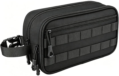 HILOMON Men's Toiletry Bag - Tactical Inspired Hygiene Shaving Bath Shower Grooming Toiletries Bag for Men, Water-Resistant Travel Dop Kit (Black, 10.3"x6.1"x4.3")