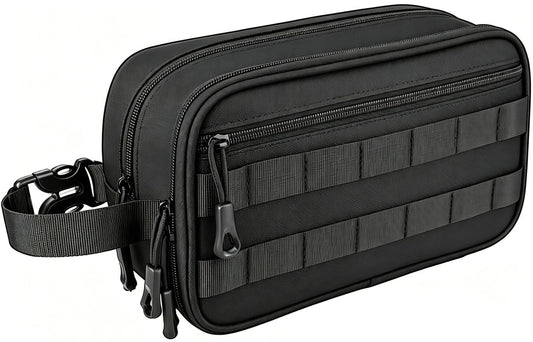 HILOMON Men's Toiletry Bag - Tactical Inspired Hygiene Shaving Bath Shower Grooming Toiletries Bag for Men, Water-Resistant Travel Dop Kit (Black, 10.3"x6.1"x4.3")