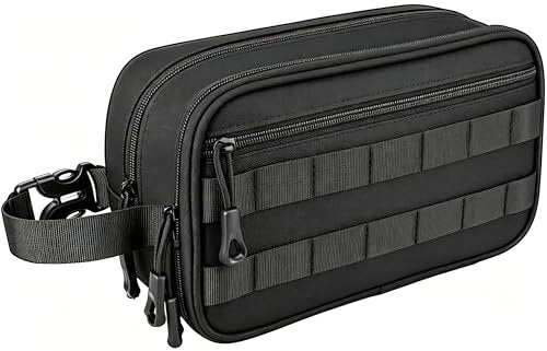 HILOMON Men's Toiletry Bag - Tactical Inspired Hygiene Shaving Bath Shower Grooming Toiletries Bag for Men, Water-Resistant Travel Dop Kit (Black, 10.3"x6.1"x4.3") - görsel 2