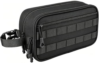 HILOMON Men's Toiletry Bag - Tactical Inspired Hygiene Shaving Bath Shower Grooming Toiletries Bag for Men, Water-Resistant Travel Dop Kit (Black, 10.3"x6.1"x4.3")