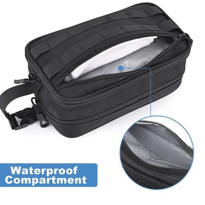 HILOMON Men's Toiletry Bag - Tactical Inspired Hygiene Shaving Bath Shower Grooming Toiletries Bag for Men, Water-Resistant Travel Dop Kit (Black, 10.3"x6.1"x4.3")