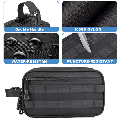 HILOMON Men's Toiletry Bag - Tactical Inspired Hygiene Shaving Bath Shower Grooming Toiletries Bag for Men, Water-Resistant Travel Dop Kit (Black, 10.3"x6.1"x4.3")