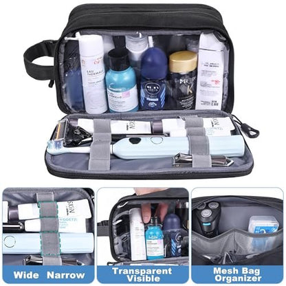 HILOMON Men's Toiletry Bag - Tactical Inspired Hygiene Shaving Bath Shower Grooming Toiletries Bag for Men, Water-Resistant Travel Dop Kit (Black, 10.3"x6.1"x4.3")