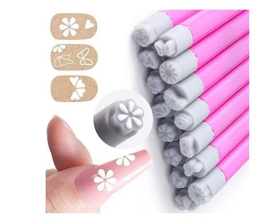 15pcs Nail Art Stamp Pen Set for Women - Flower Stamp Pen, Stamper with Patterns, Dotting Tools DIY Kit Avelisse