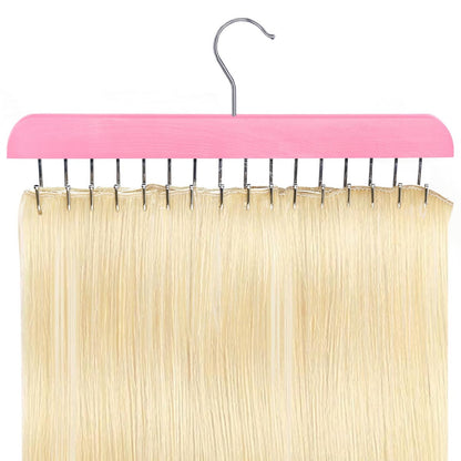 Pink Hair Extension Holder & Hanger for Clip Ins - Weft Organizer Stand for Washing & Styling - Storage Rack Display Stand Accessories for Extensions (16 Inch)