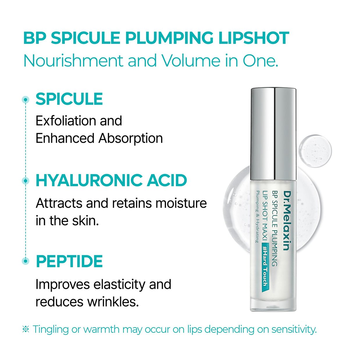Dr.Melaxin BP Spicule Plumping Lip Shot Maxi – Microneedle Lip Plumper for Fuller Lips & Smooth Texture, Hyaluronic Acid & Peptides Avelisse