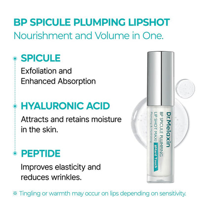 Dr.Melaxin BP Spicule Plumping Lip Shot Maxi – Microneedle Lip Plumper for Fuller Lips & Smooth Texture, Hyaluronic Acid & Peptides Avelisse