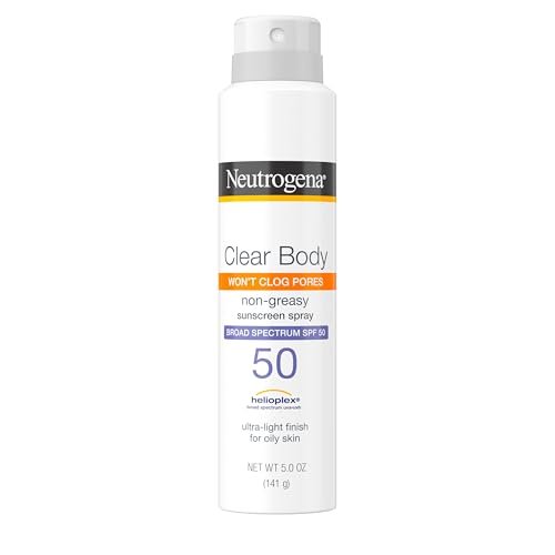 Neutrogena Clear Body SPF 50 Sunscreen Spray – Broad Spectrum UVA/UVB Protection, Water-Resistant, Non-Comedogenic, Lightweight Body Sunscreen with Vitamin E & Niacinamide, 5 oz Avelisse