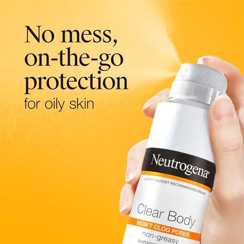 Neutrogena Clear Body SPF 50 Sunscreen Spray – Broad Spectrum UVA/UVB Protection, Water-Resistant, Non-Comedogenic, Lightweight Body Sunscreen with Vitamin E & Niacinamide, 5 oz Avelisse