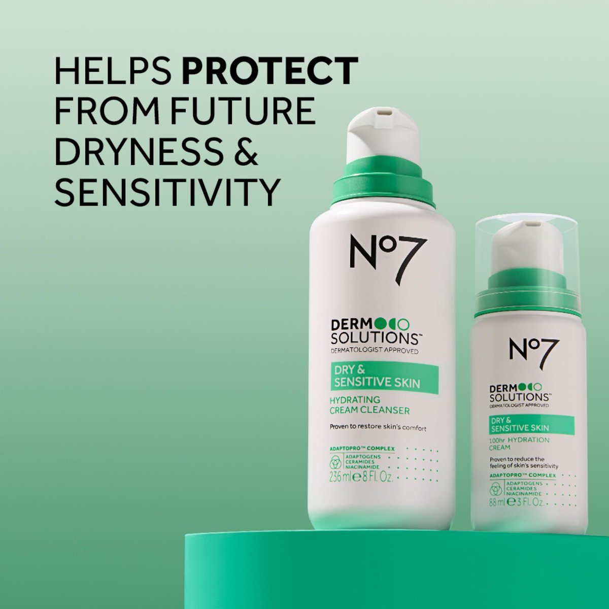 No7 Derm Solutions 100hr Hydrating Face Moisturizer – Ceramides, Niacinamide & Adaptogens for Sensitive & Dry Skin, 3 Fl Oz Avelisse