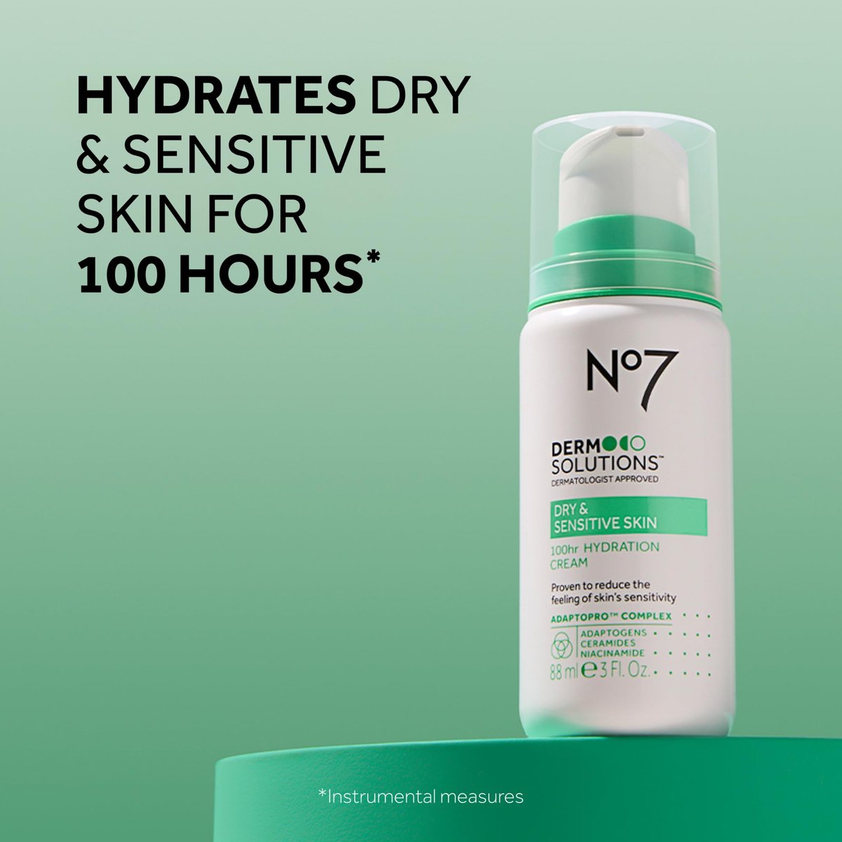No7 Derm Solutions 100hr Hydrating Face Moisturizer – Ceramides, Niacinamide & Adaptogens for Sensitive & Dry Skin, 3 Fl Oz Avelisse
